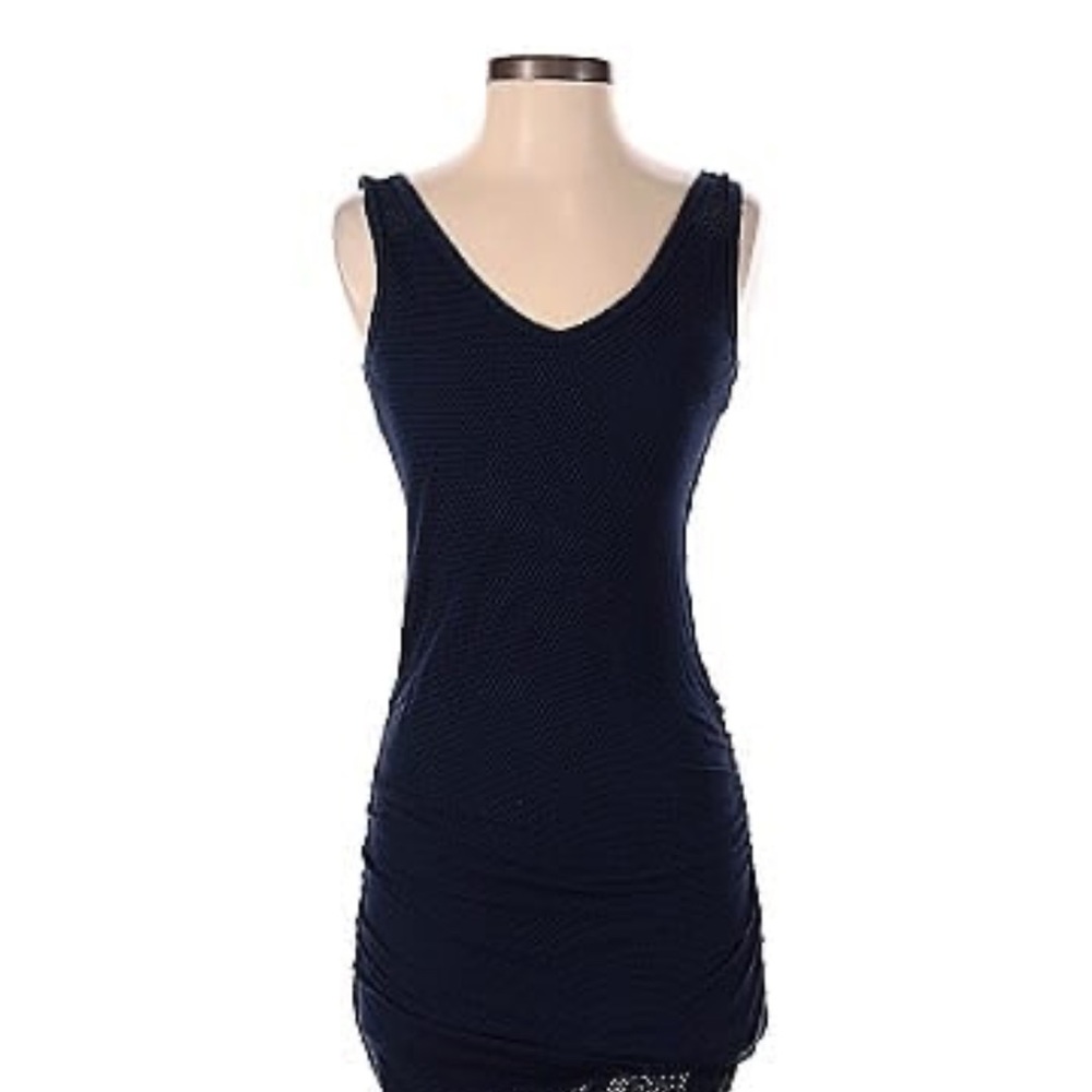 Michael Stars Roughed at the hip dark blue V neck dress. Medium.